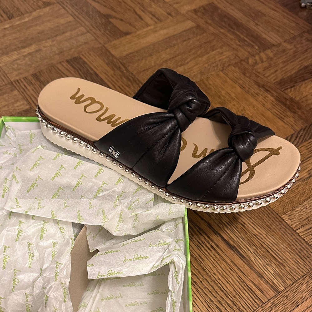 Sam Edelman Alyse Black Knotted Slide Sandals